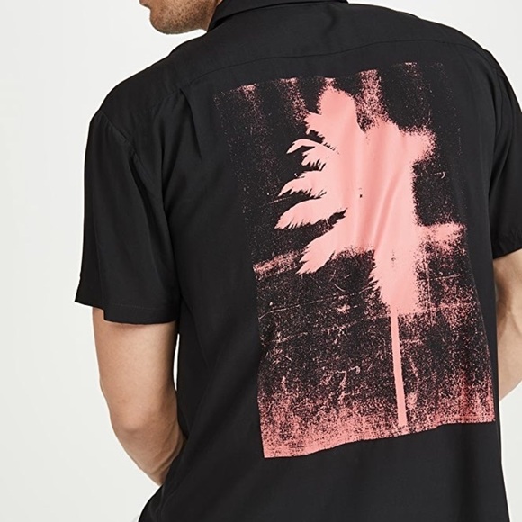 NWT Double Rainbouu Palm Tree Print Hawaiian Shirt BLACK - Picture 2 of 12